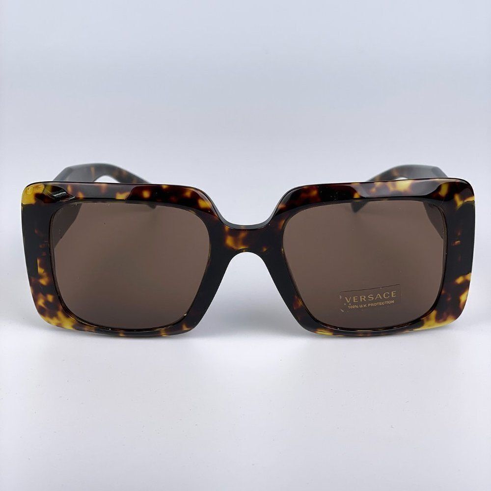 NEW Versace VE4405 108/73 Havana Women Oversized Square Sunglasses
